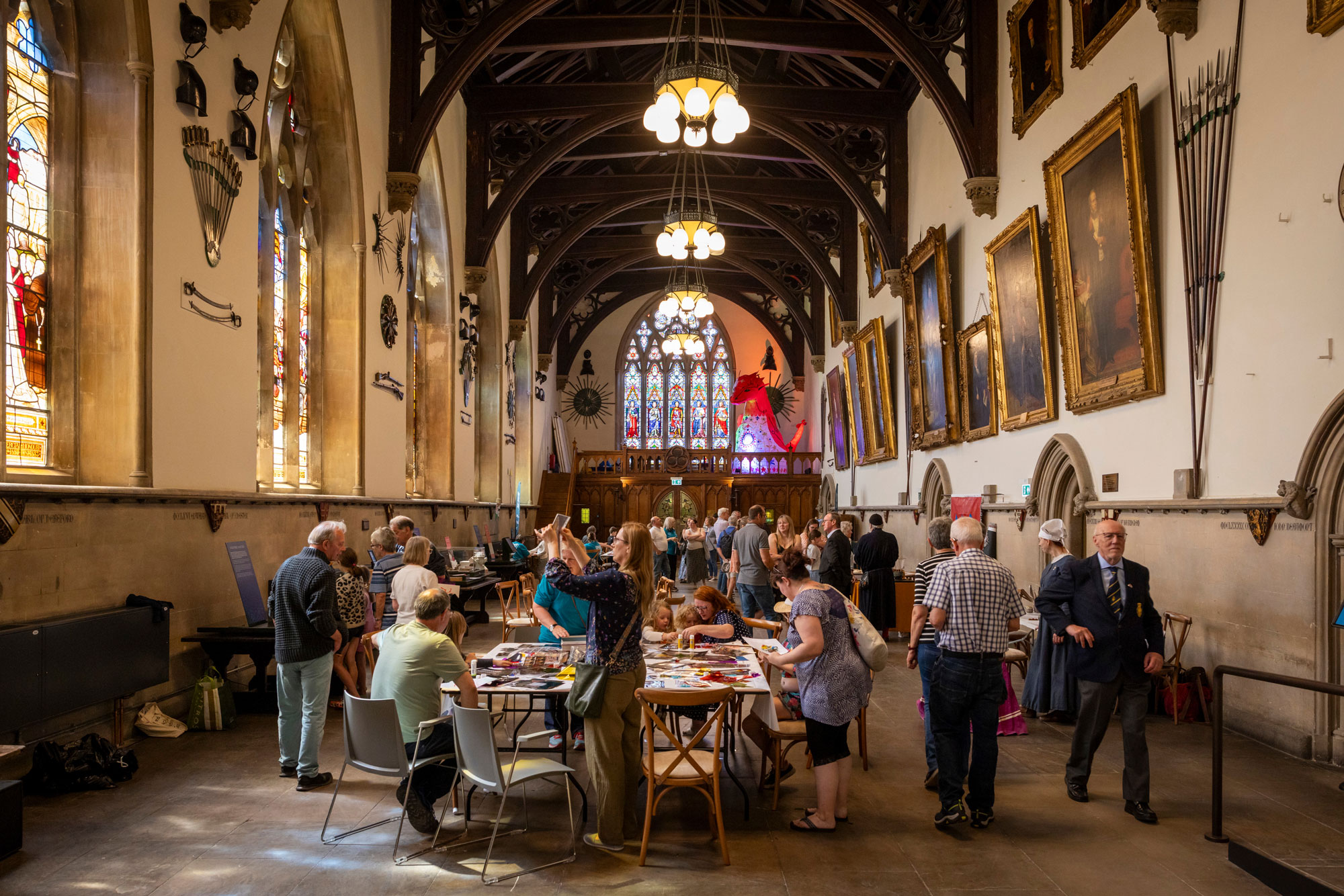 A photo of the Stone Hall with craft events taking place in it. 