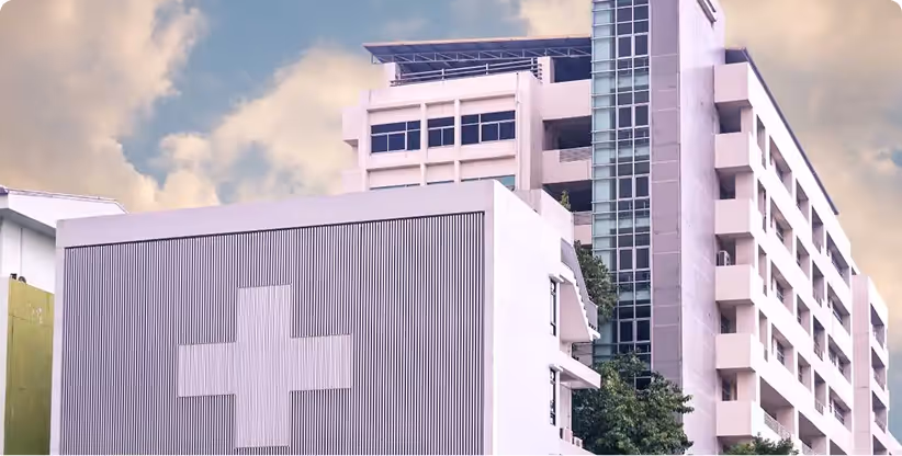 A modern glass hospital
