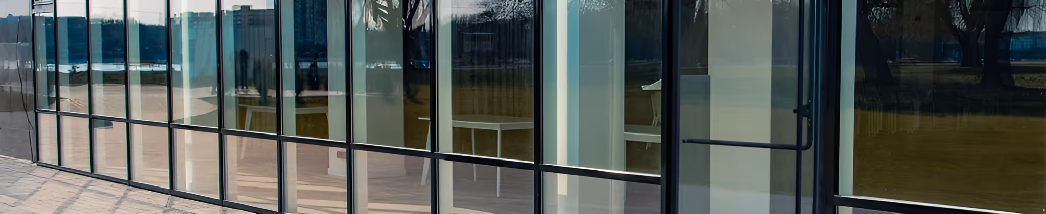 Glass windows.