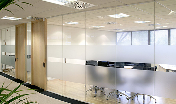 Glass offices.