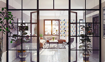 Framed glass wall