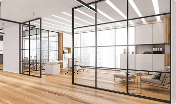 Framed glass wall