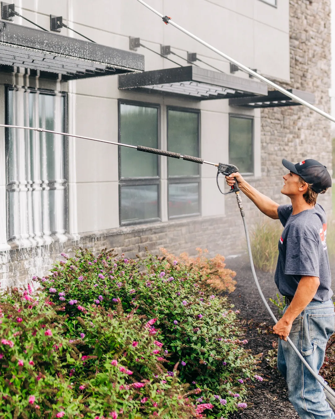 buckeye mobile employee powerwashing windows