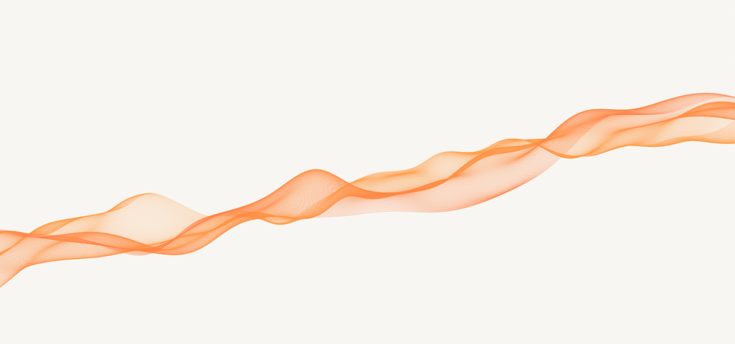 Flowing orange wave-like ribbon on a light background.