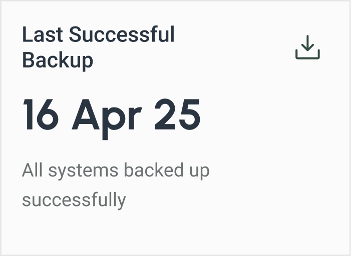 Last Successfuo Backup 
Dashboard Card