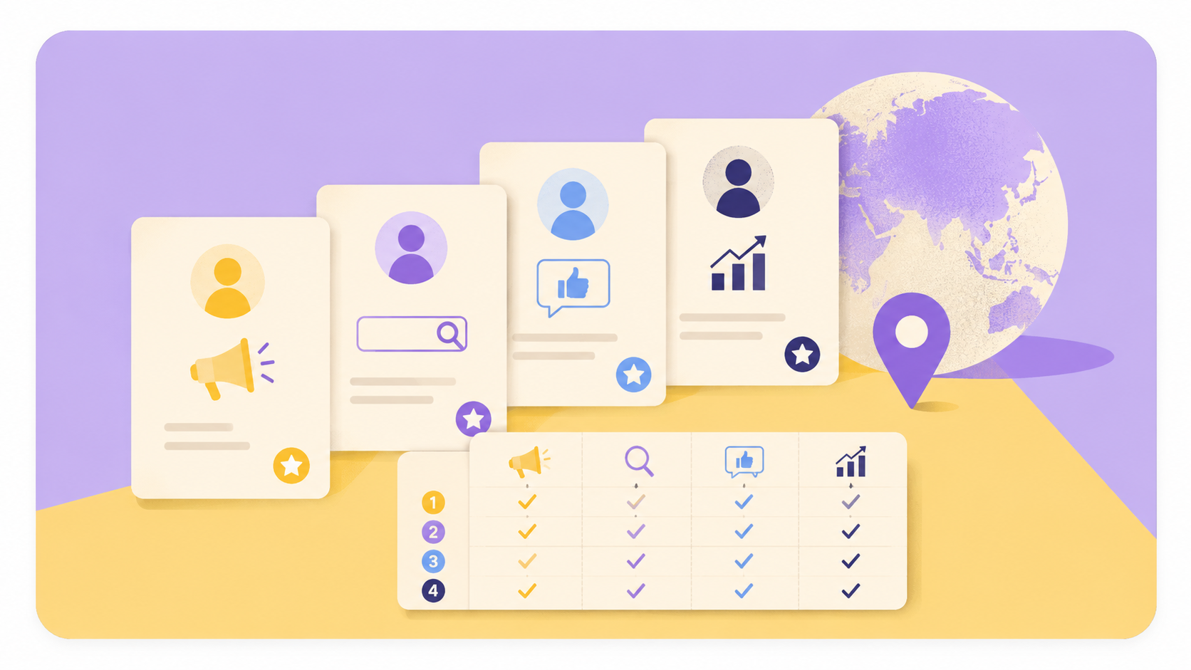 Illustration comparing offshore staffing companies for marketing roles