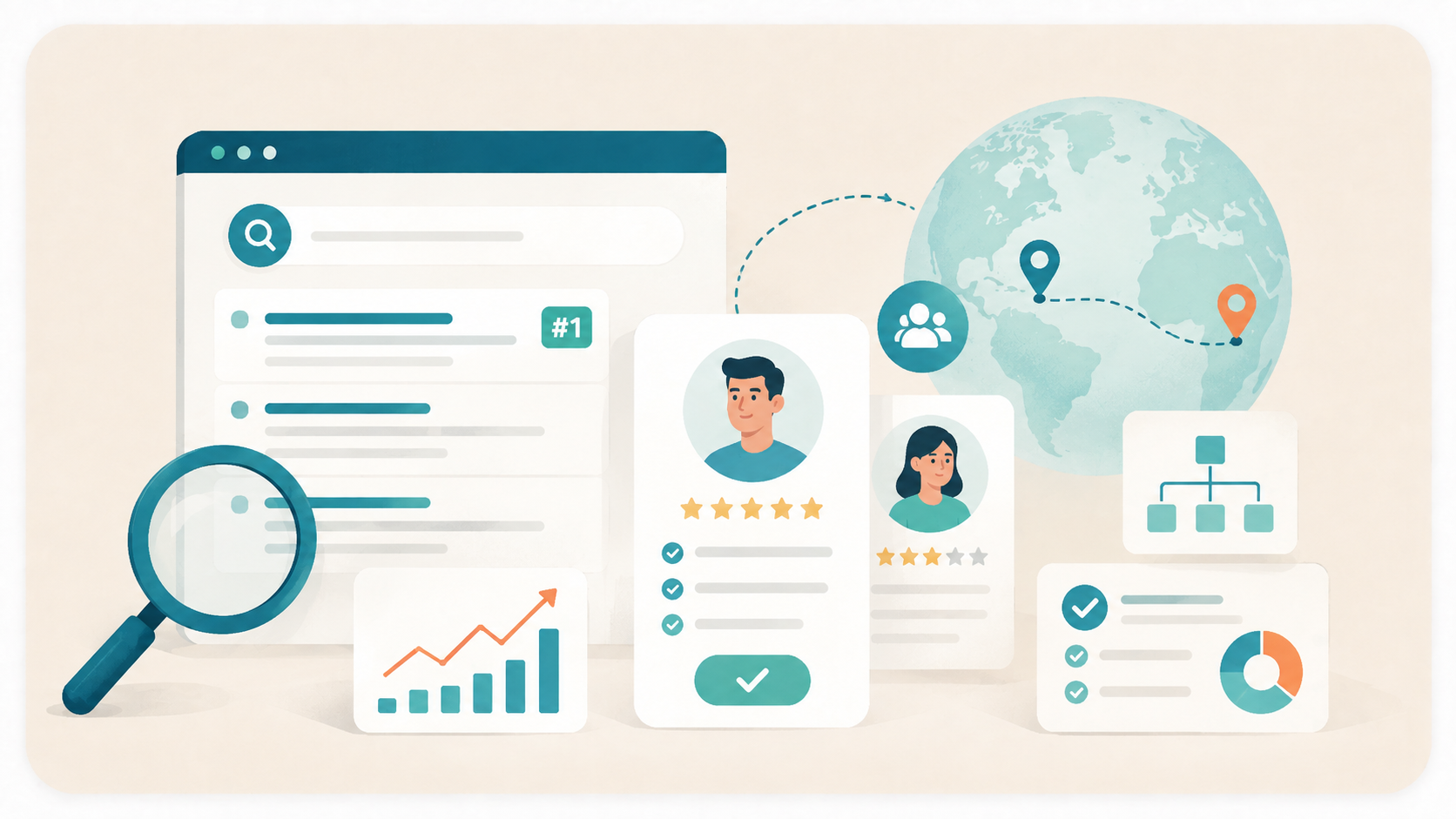 Illustration comparing offshore staffing companies for marketing roles