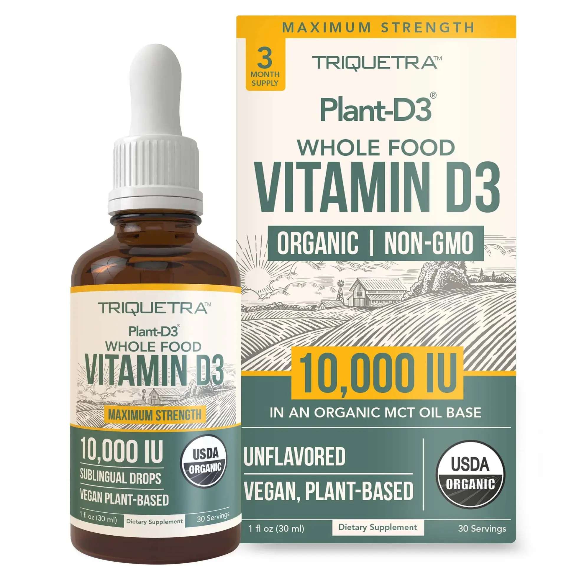 Plant-D3 (10,000 IU) Organic Vitamin D3 Liquid Concentrate 30 Ml