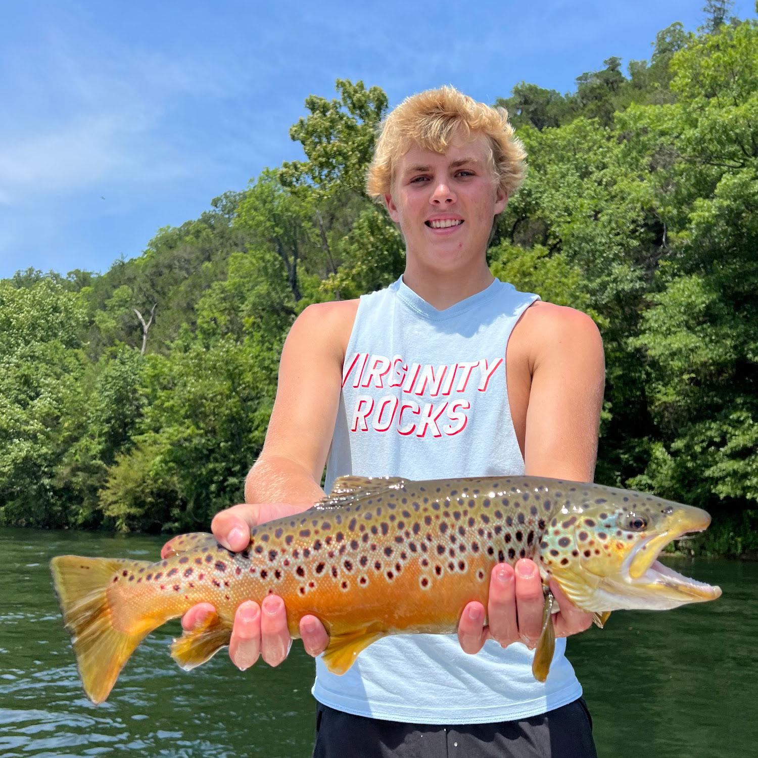 Lake Taneycomo brown trout caught in October 2026