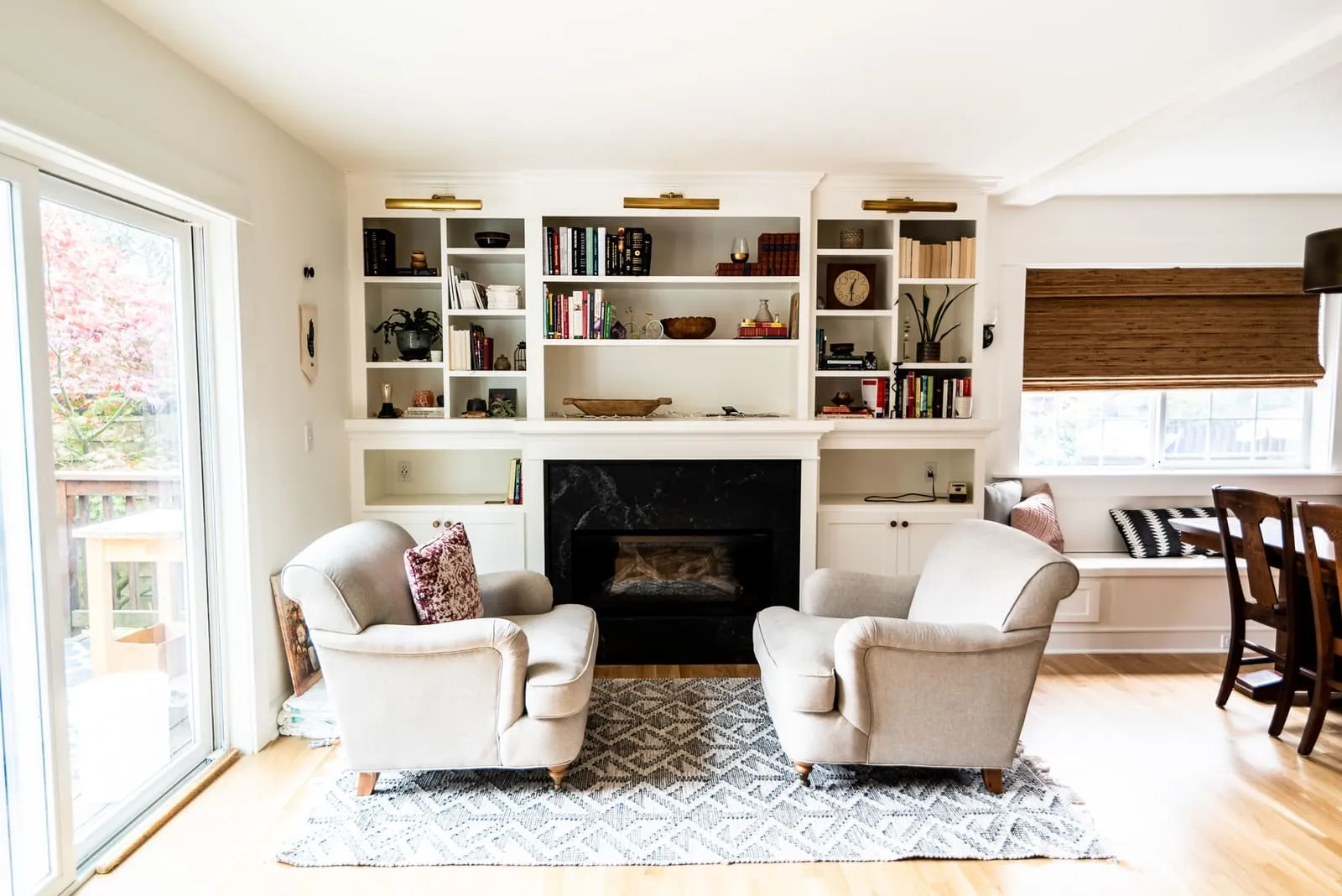 built in shelves living room