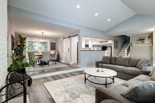 Transitional kitchen neutral colors gold hardware 