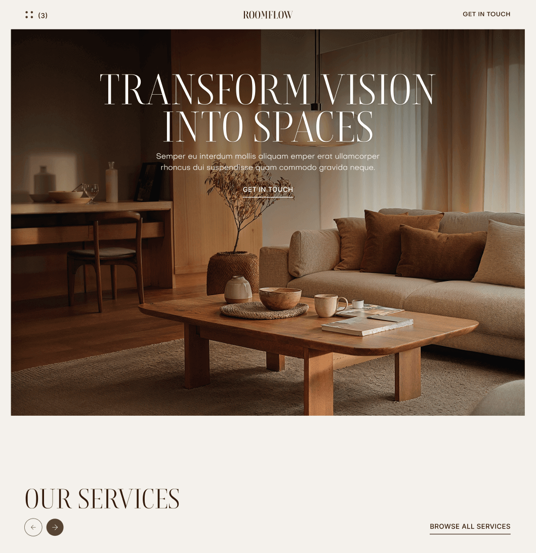 RoomFlow - Home V1 Main Page - Interior Design Webflow Template | BRIX Templates