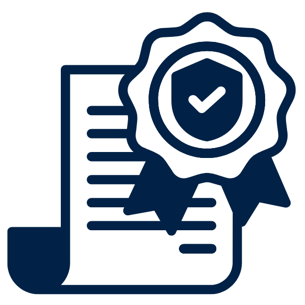 Verified document with shield badge and certificate seal