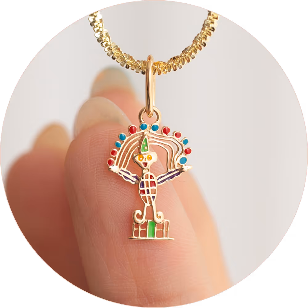 2D Enamel Pendant in Yellow Gold