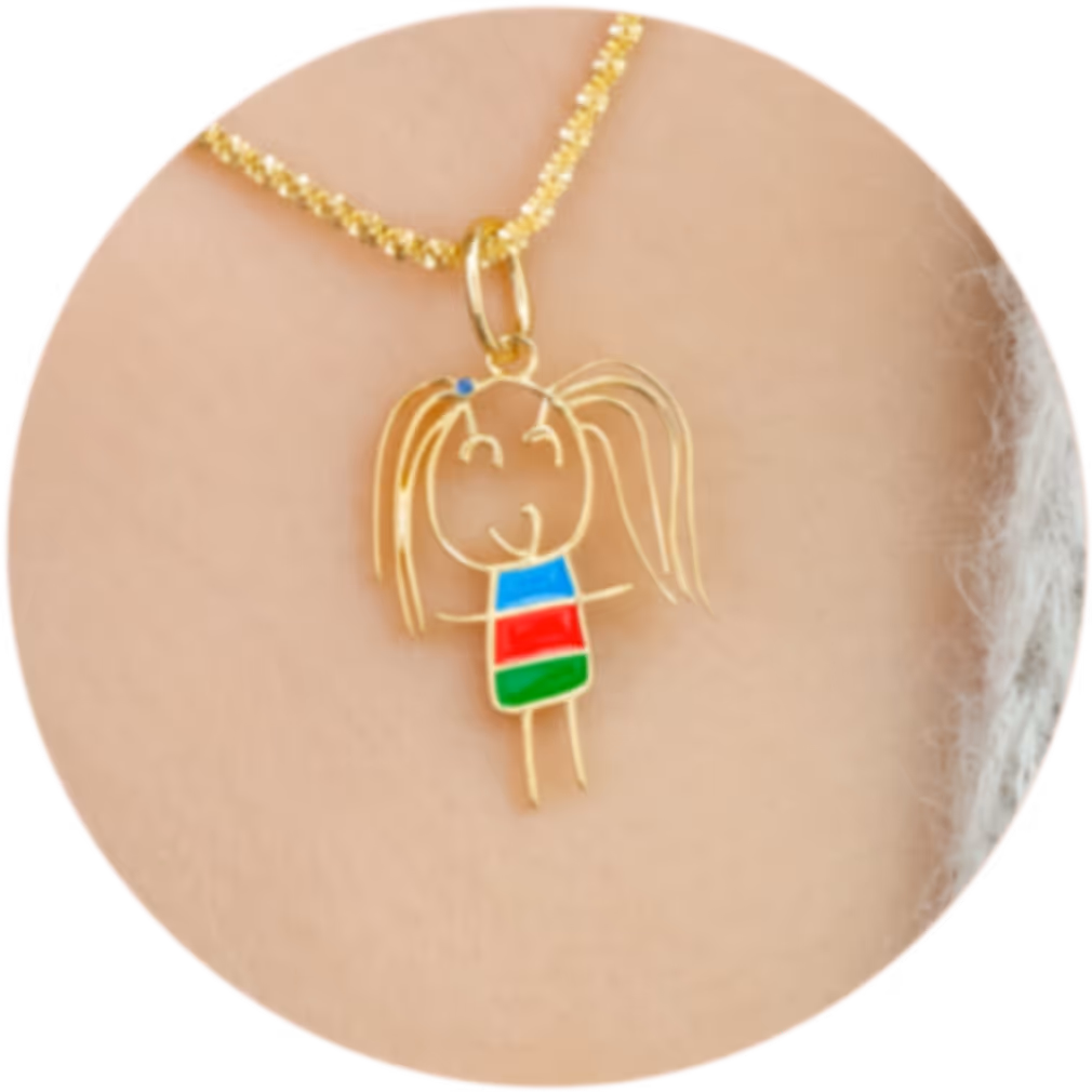 2D Enamel Pendant in Yellow Gold