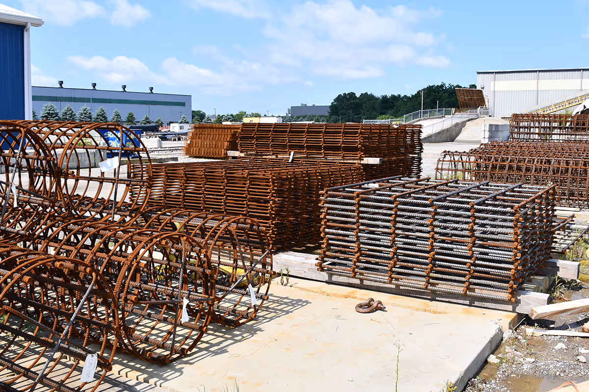 Prebuilt reinforcing bar projects at Brayman Precast facility
