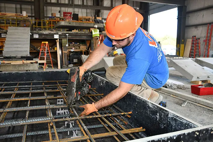 Man working with rebar