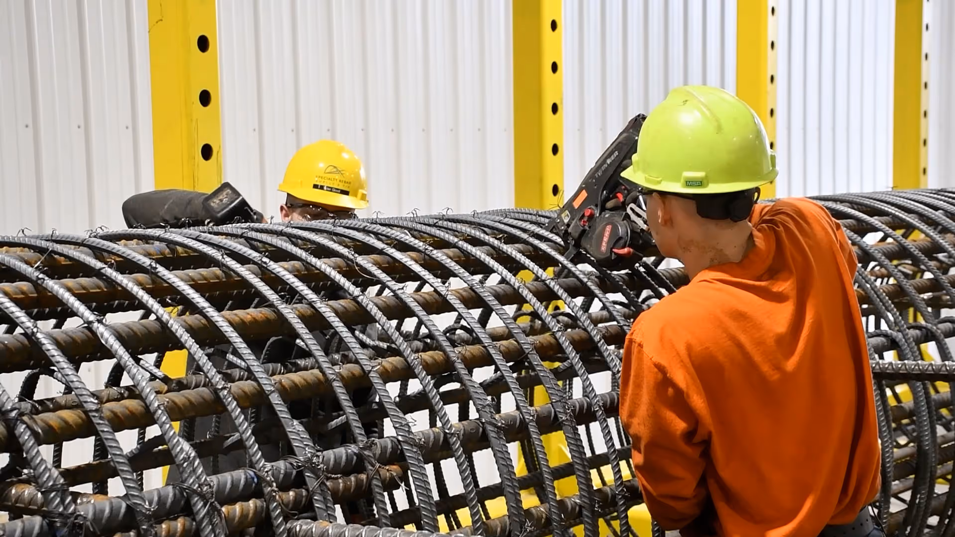 Brayman workers welding rebar
