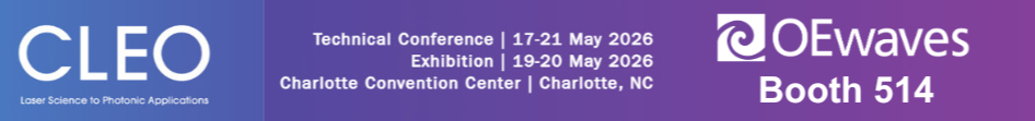 Banner highlighting that OEwaves will be presenting at Photonics Spectra Test and Measurement Summit on March 25, 2026.