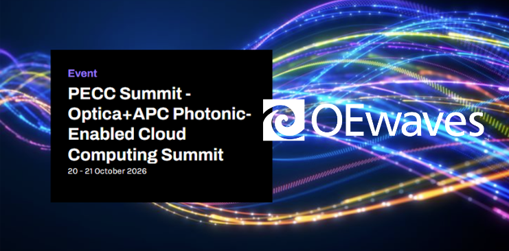 Banner highlighting that OEwaves will be presenting at DAMOP June 1-4, 2026