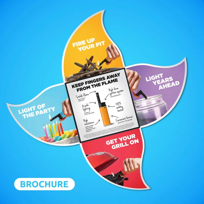 Flame shaped brochure