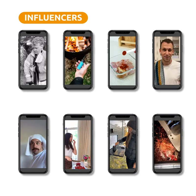 Phone's displaying influencer videos
