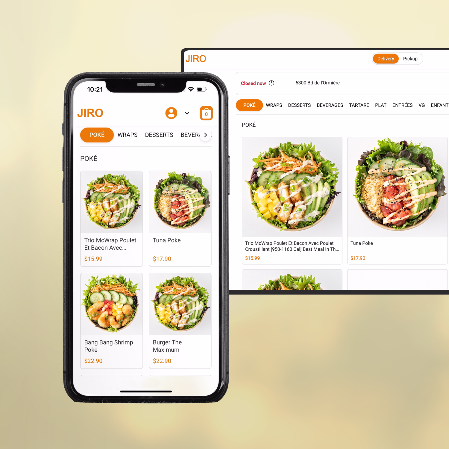 Image of the ordering dashboard