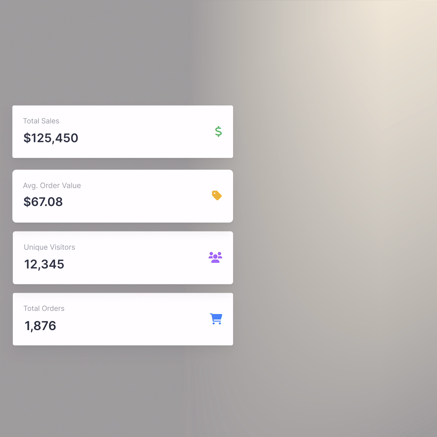 Image of the ordering dashboard