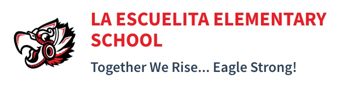 Logo of La Escuelita Elementary School with an eagle head and the slogan 'Together We Rise... Eagle Strong!'