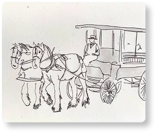 Dessin à la main de la charrette traditionnelle familiale