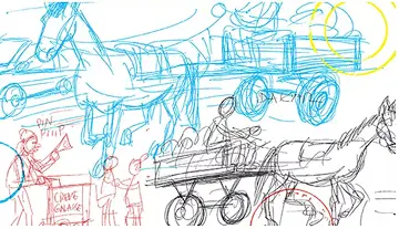 Croquis de la charrette et de son attelage

