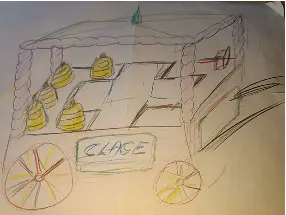 Dessin des glaces vendues à bord de la charrette