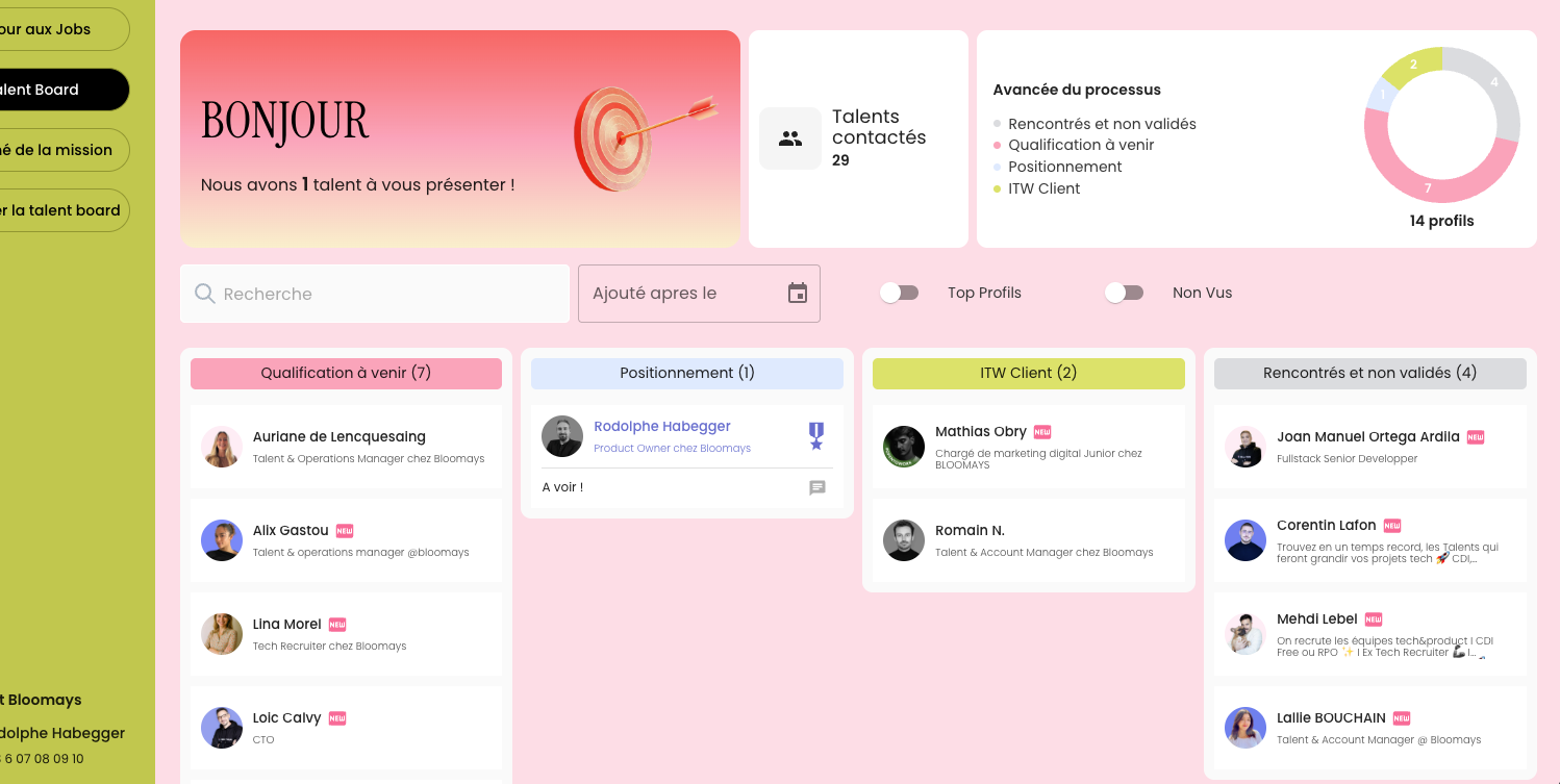 Notre Nouvel outil : la TalentBoard Bloomays