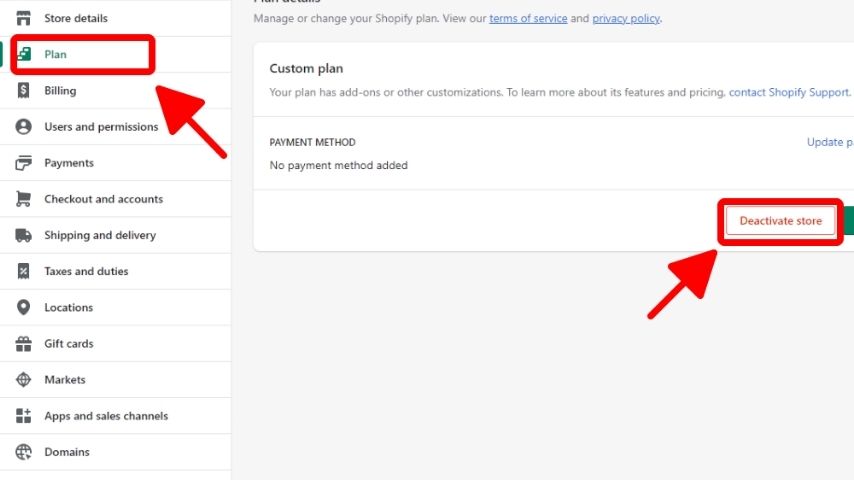 Deactivate Your Store
