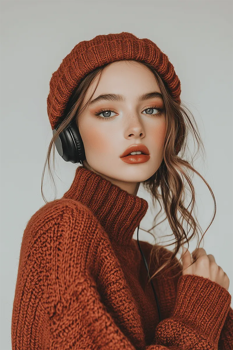 woman wearing earphones