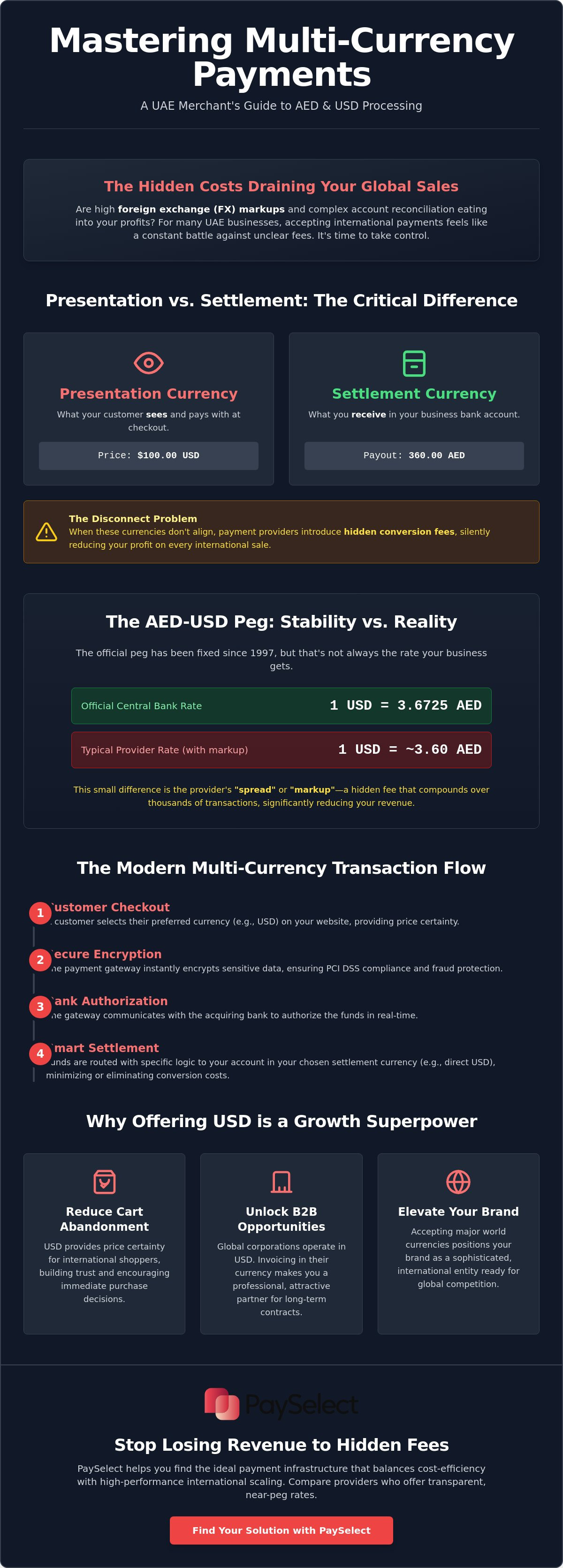 Accepting payments in aed and usd
