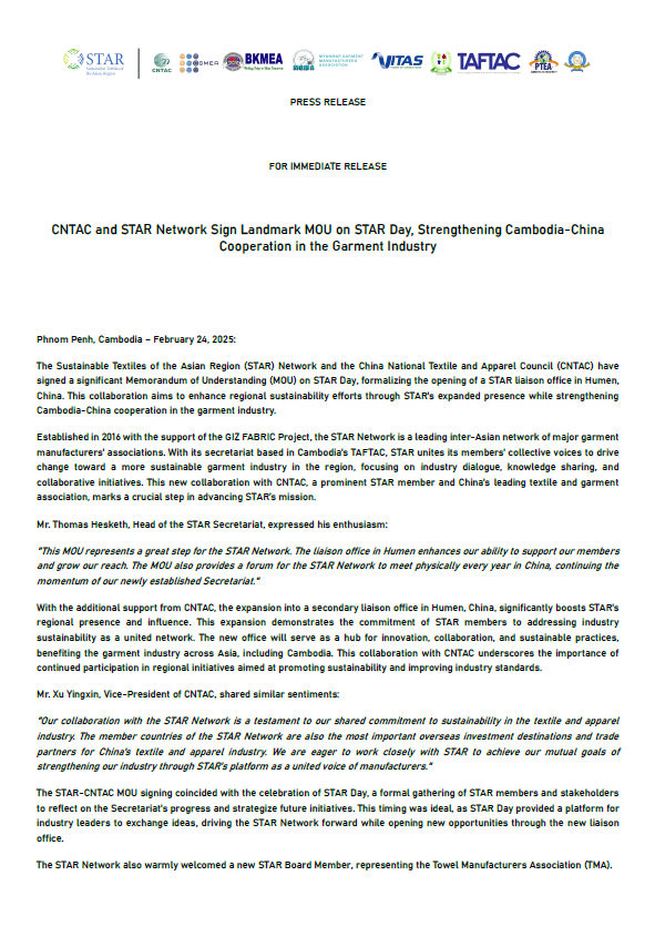 PRESS RELEASE: STAR Partners with CNTAC to Bolster industry Progress
