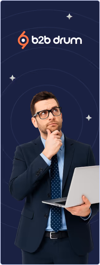 B2B drum banner - marketer thinking