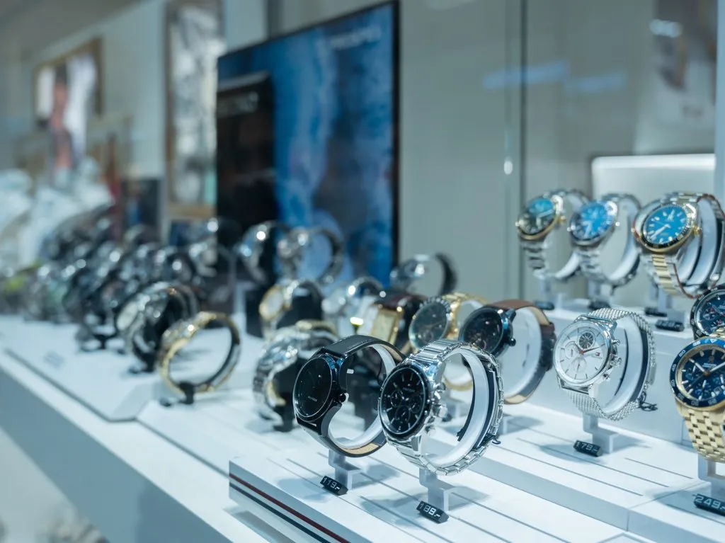  Seiko Sportuhren in schwarzer Präsentationsbox mit Glasvitrine