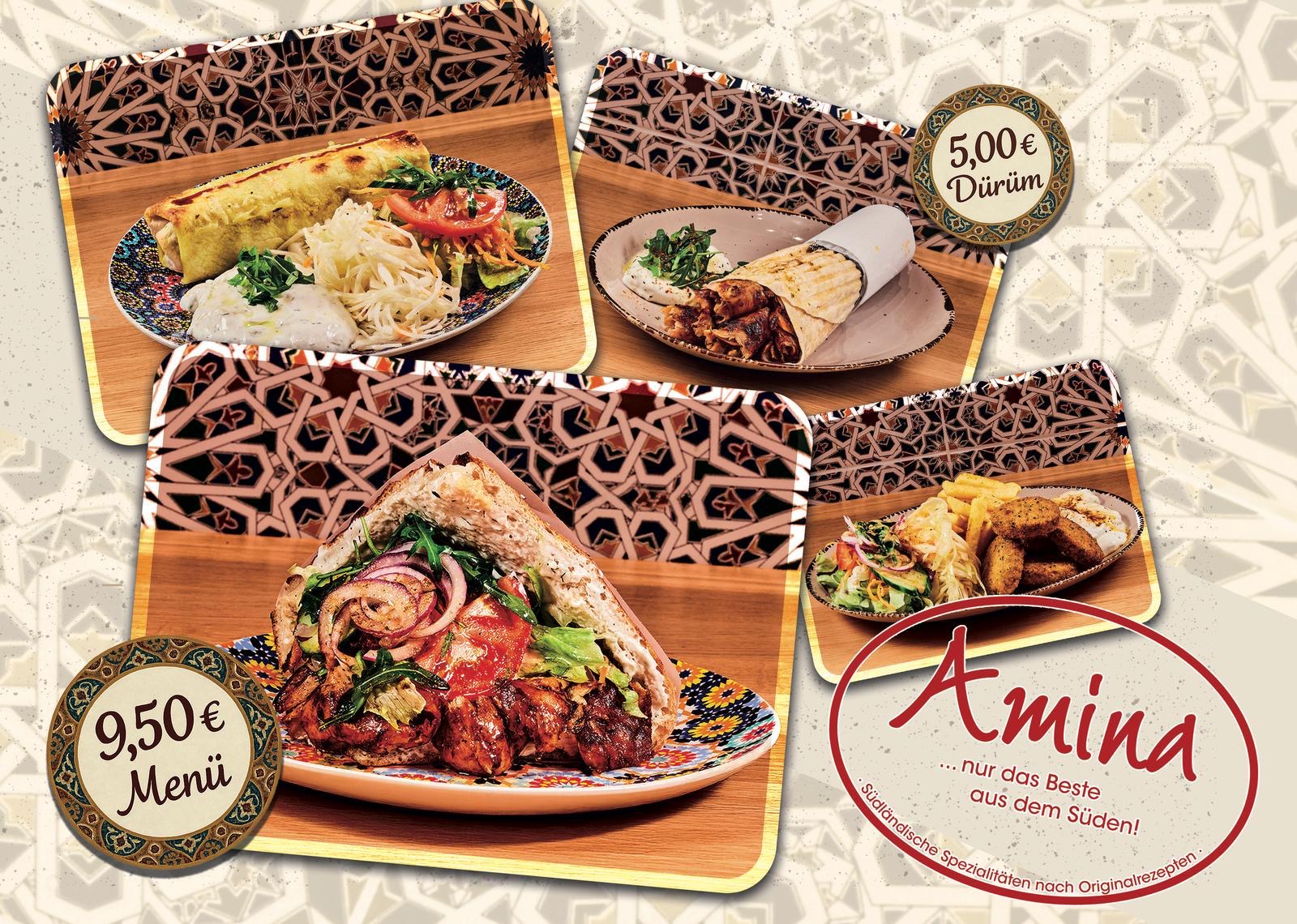 Es gibt bei Amina verschiedene Angebote wie Döner oder Rollo. 