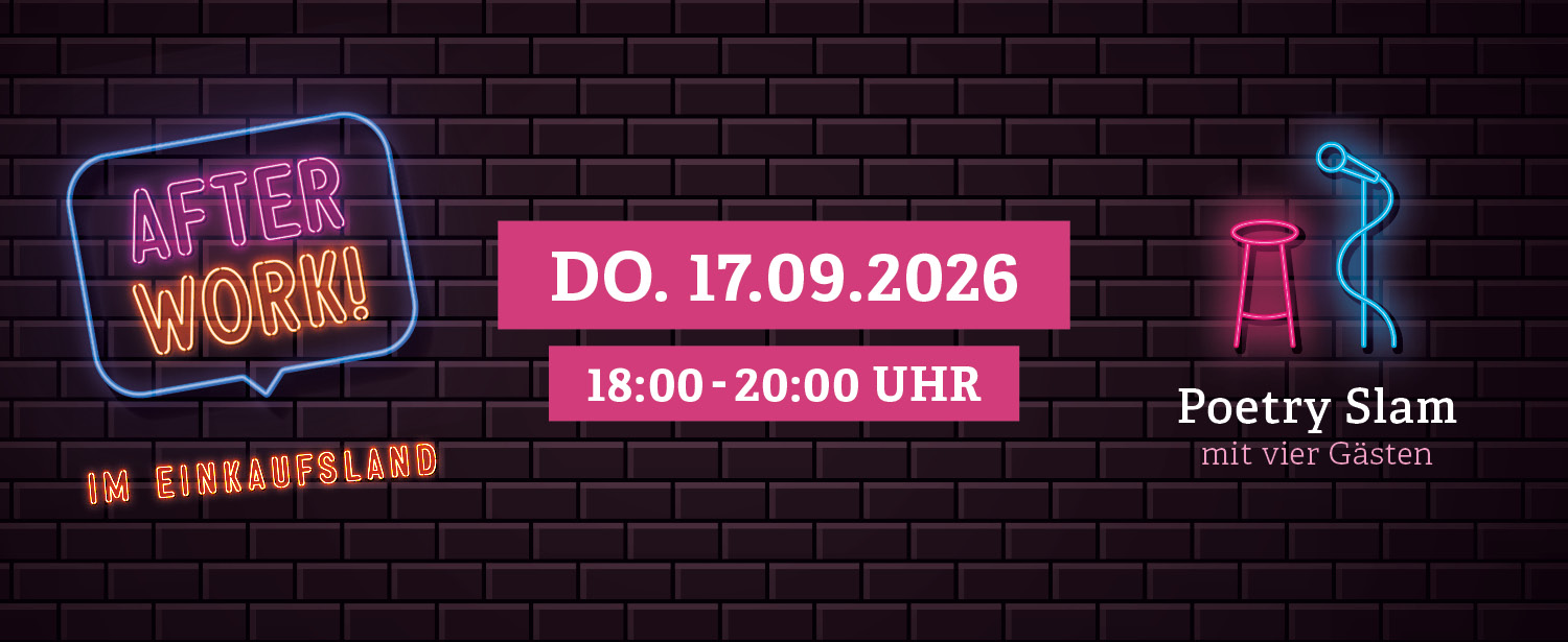Angekündigt wird das Afterwork Event am 17.09. mit einem Poetry Slam.