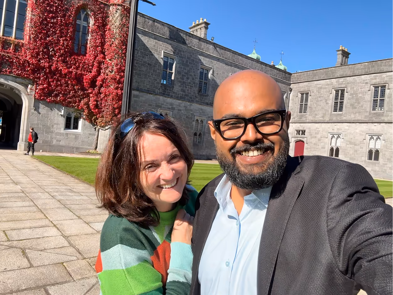 A picture of Louise and Vigneshwar at the The Quad, UOG