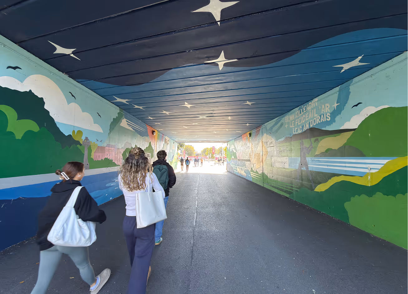 Underbridge at UOG with creative illustrations