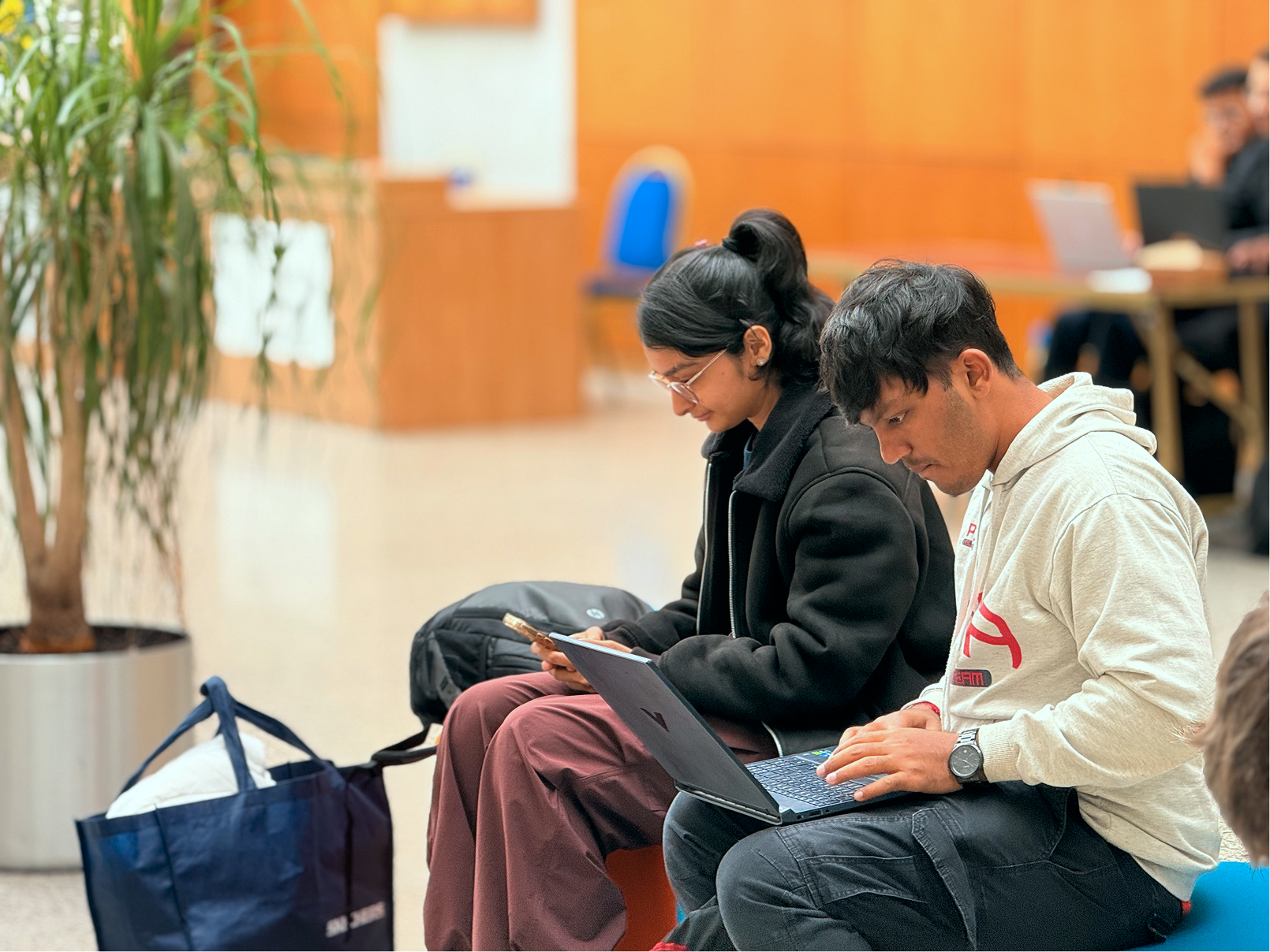 Indian students working on projects at the National College of Ireland campus