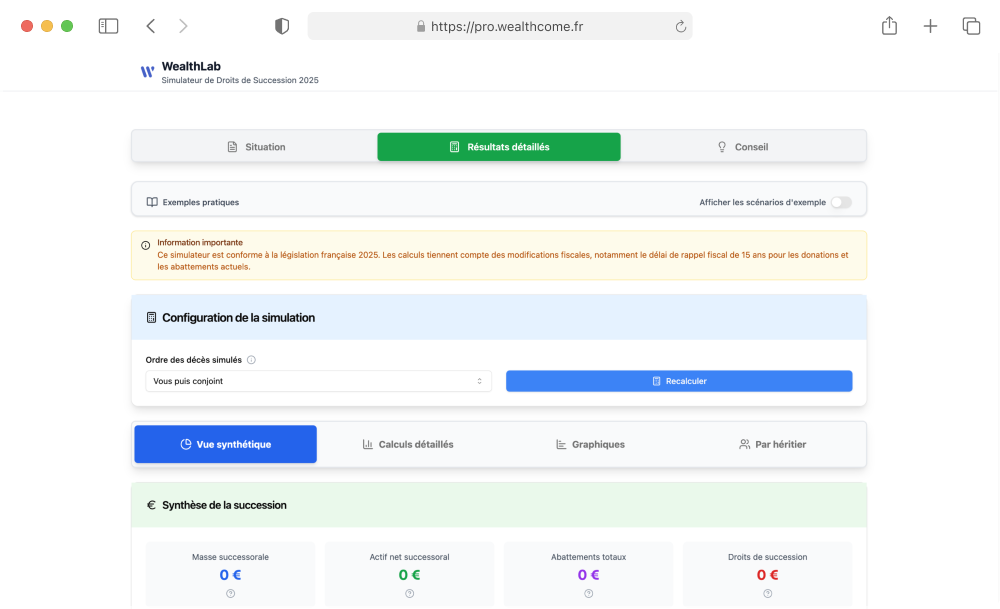 Interface de l'application WealthLab