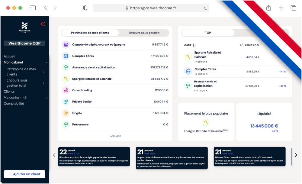 Interface de l'application WealthPro