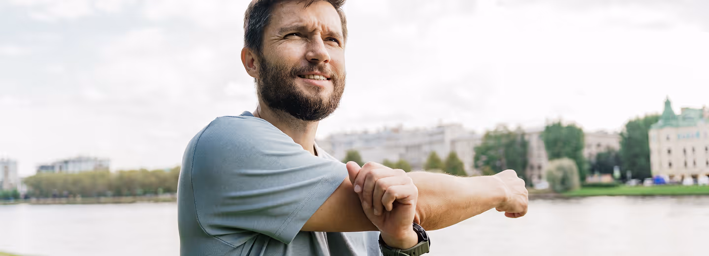 Man with a beard looking focused, representing trust in Gameday Men's Health's IV therapy services.