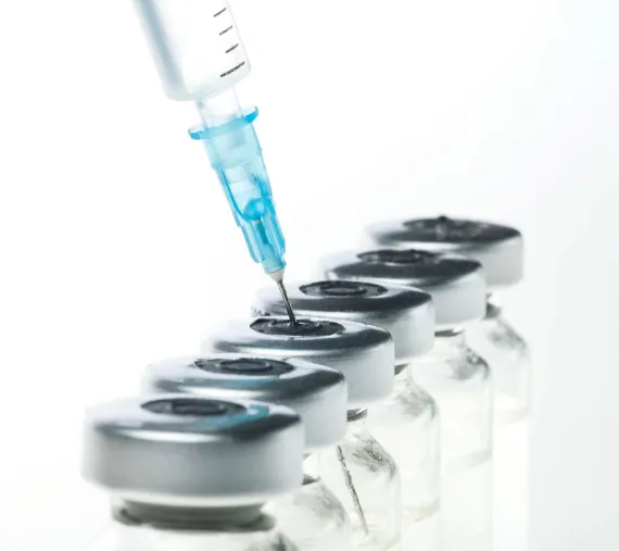 Syringe and Trimix bottles prepared for patient therapy