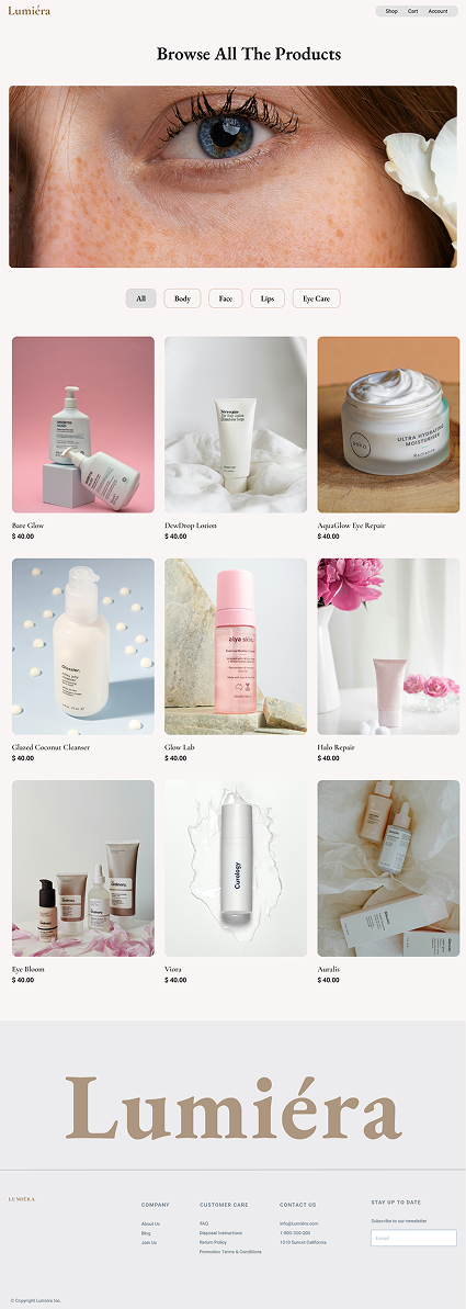 Lumiera product listing screenshot