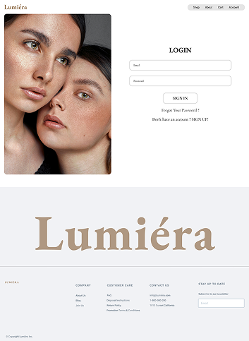 Lumiera login screenshot